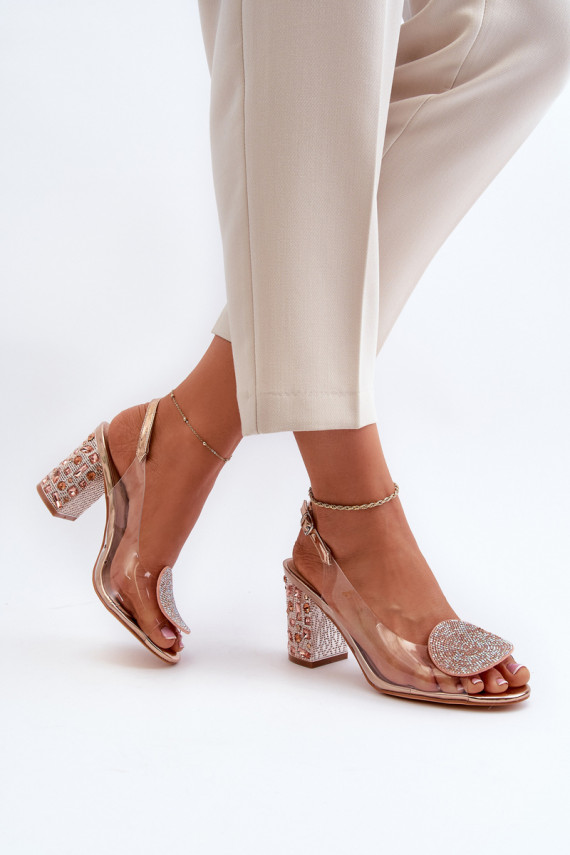 Transparent Sandals with Stiletto Heel Pink Gold D&A MR38-112