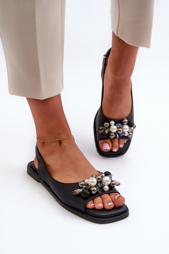 Women's Sandals with Decorations S.Barski Black