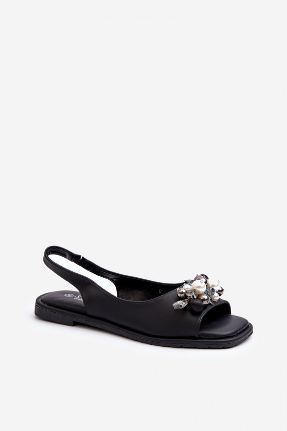 Women's Sandals with Decorations S.Barski KV27-004 Black