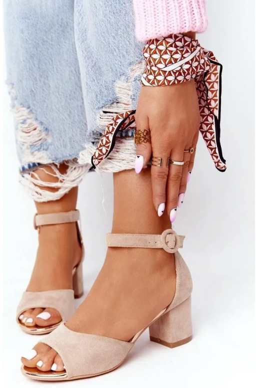 Leather High Heel Sandals Vinceza Golden
