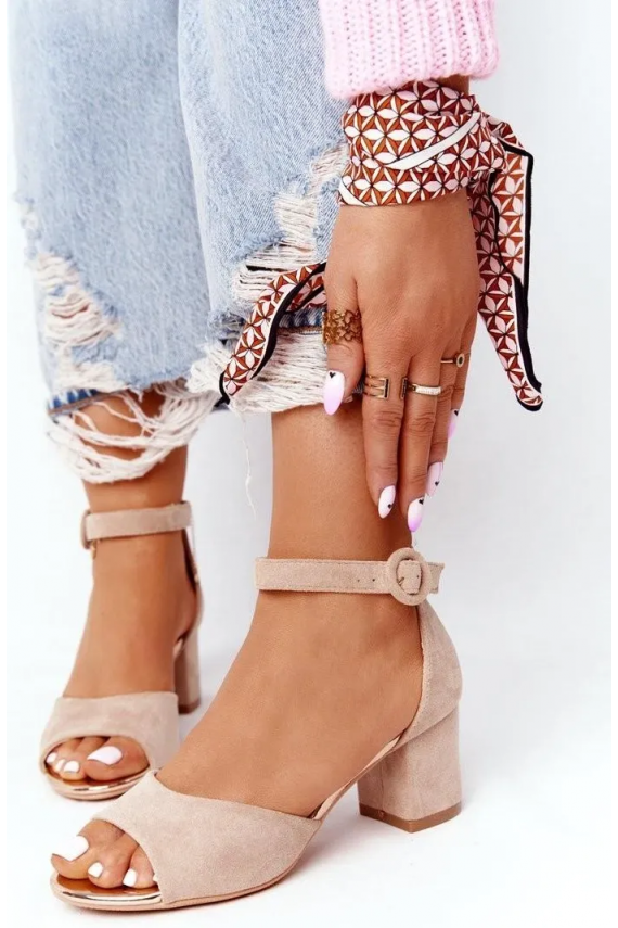 Leather High Heel Sandals Vinceza Golden