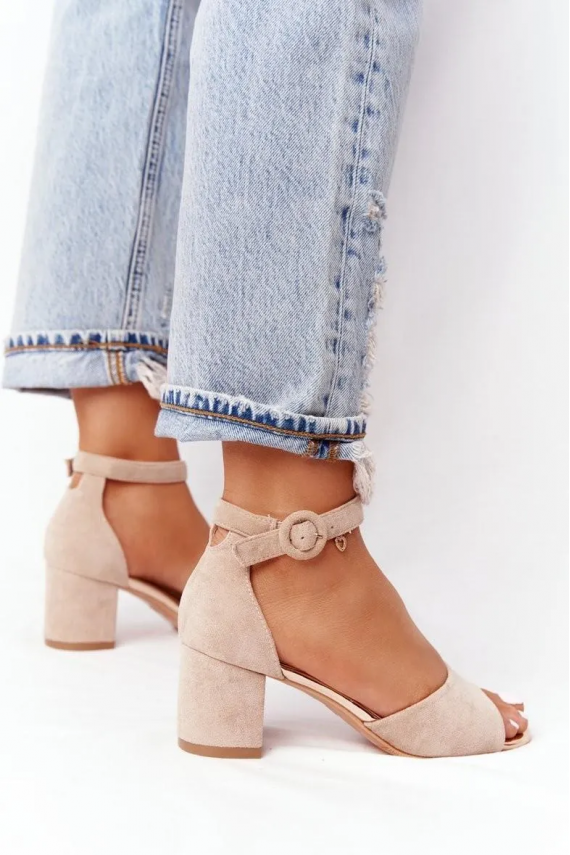 Leather High Heel Sandals Vinceza Golden
