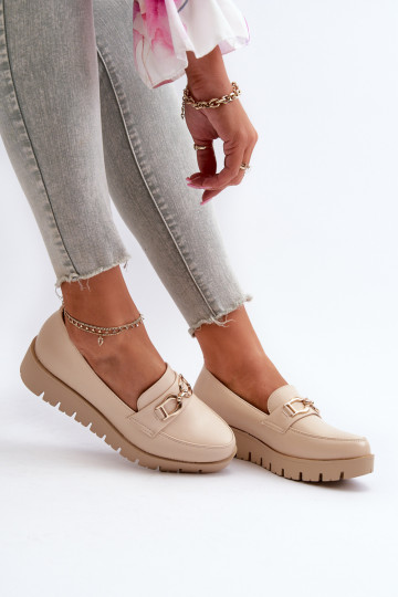 Women's Platform Moccasins with Light Beige Decoration Kaldina 2