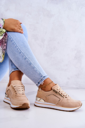 Suede Sport Shoes On A Platform Light beige Riverside 2