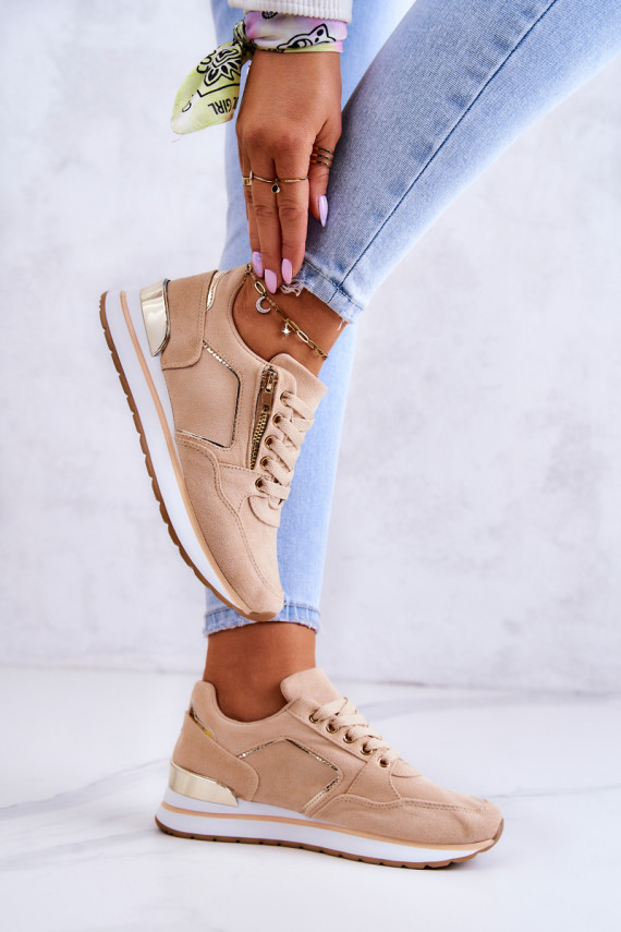 Suede Sport Shoes On A Platform Light beige Riverside
