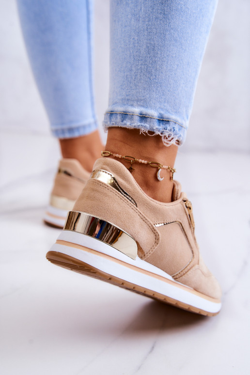 Suede Sport Shoes On A Platform Light beige Riverside