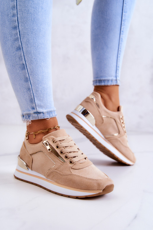 Suede Sport Shoes On A Platform Light beige Riverside