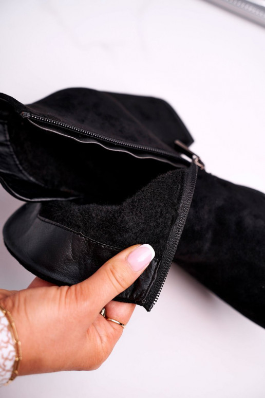 Black shoes with a classic model on...