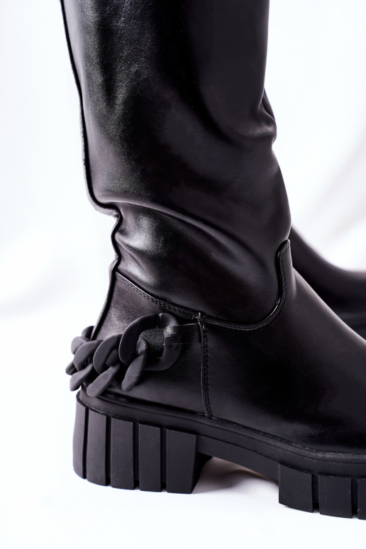 Black long boots with chains Teardown