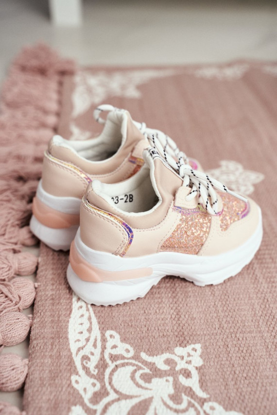 Children's sneakers with glitter in pink color