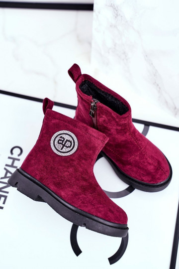 Children's boots in burgundy color 2