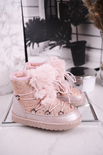 Children's snow boots are warmed in pink color 2