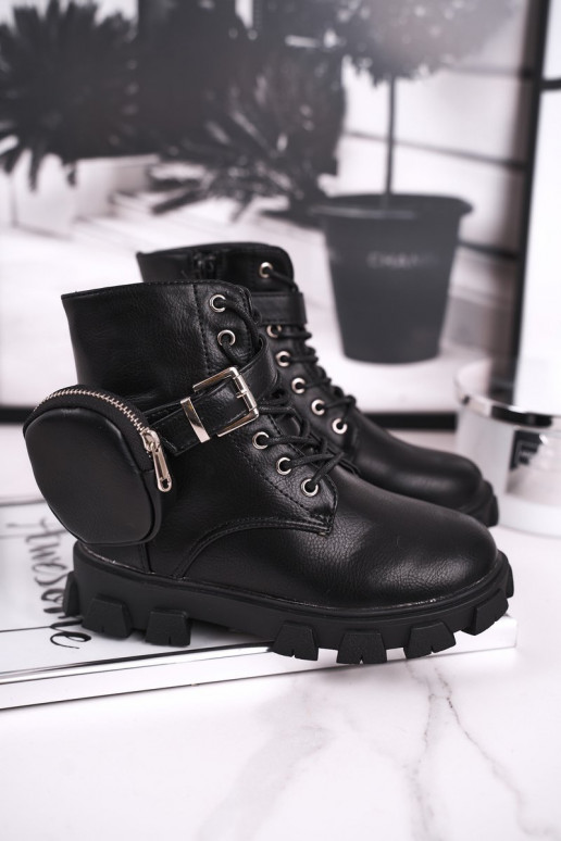 Warm children's shoes in black color