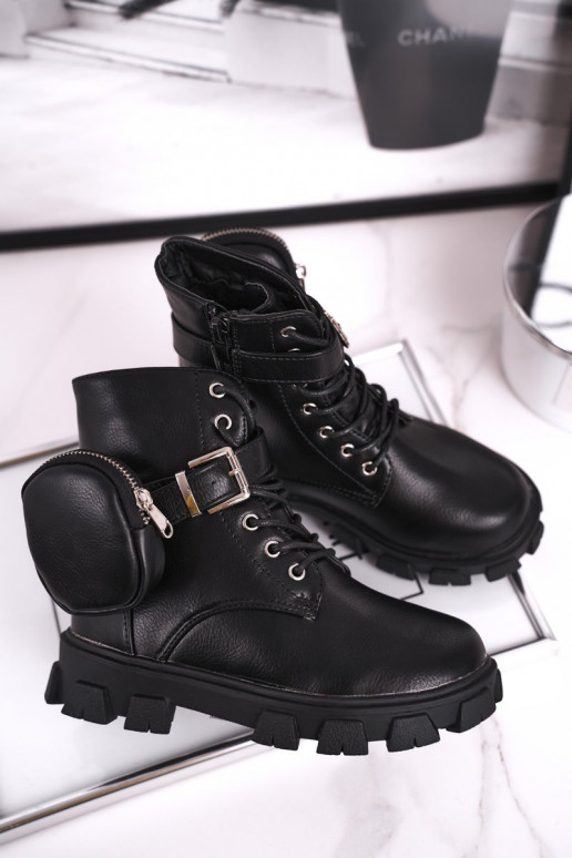 Warm children's shoes in black color