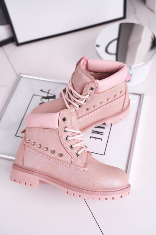 Pink boots with stylish details