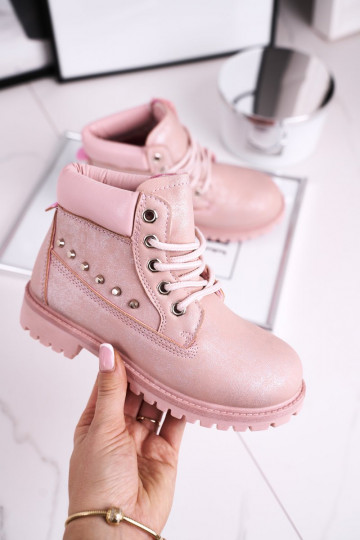 Pink boots with stylish...
