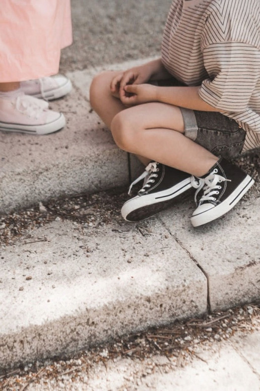 Children's shoes with black soles