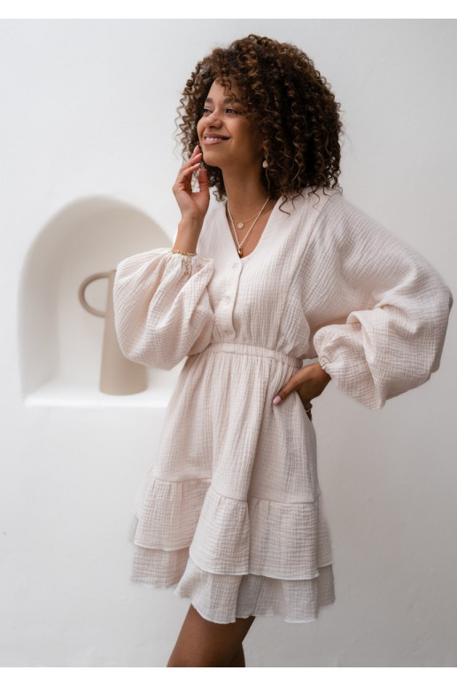Milla - beige dress with wide sleeves