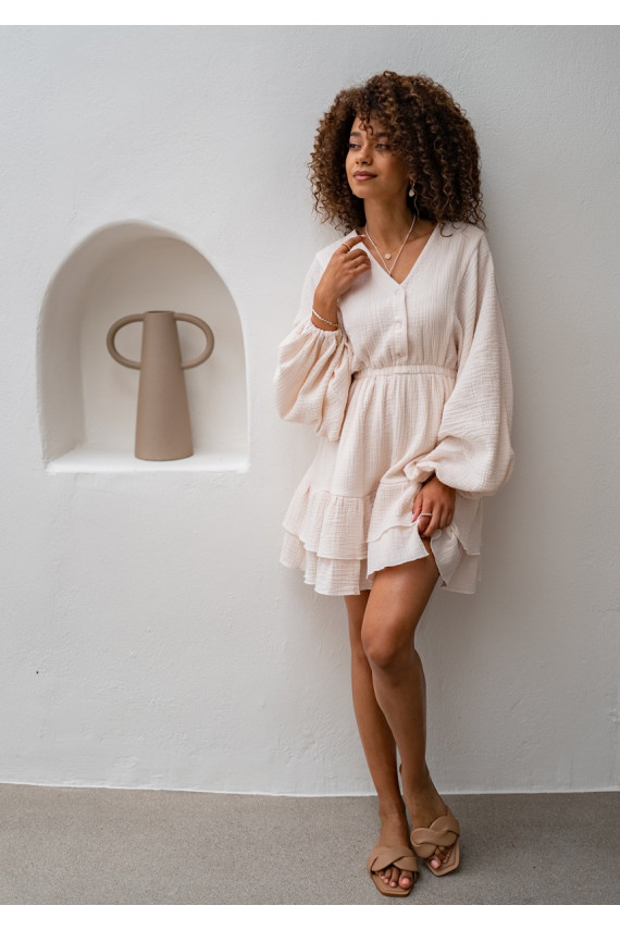 Milla - beige dress with wide sleeves