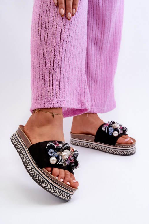 Women's Platform Sandals with Decorations S.Barski Black