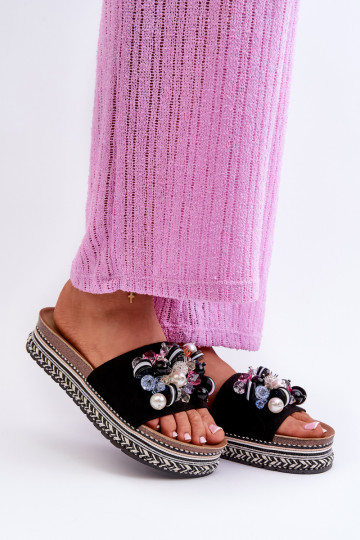Women's Platform Sandals with Decorations S.Barski HY077 Black 2