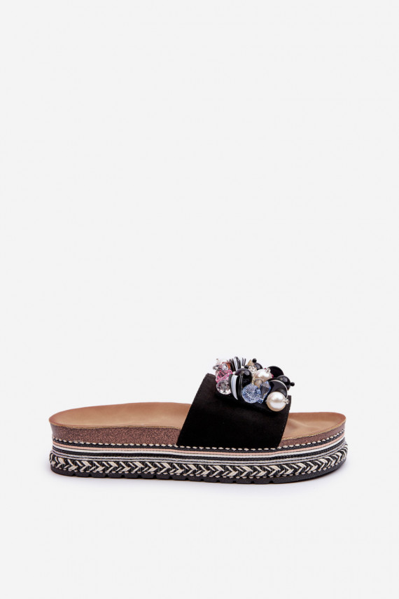 Women's Platform Sandals with Decorations S.Barski Black