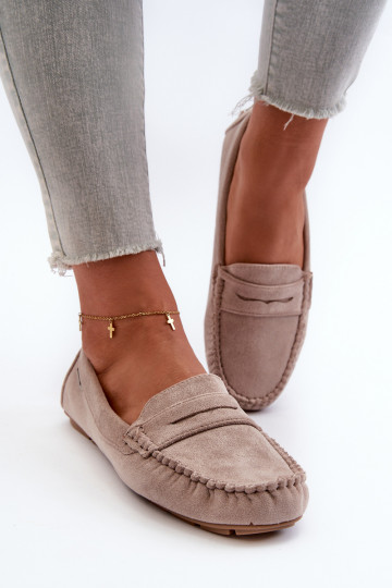 Women's Beige Faux Suede Loafers Rerceria 2