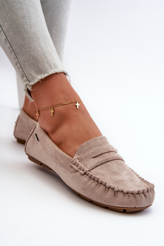 Women's Beige Faux Suede Loafers Rerceria