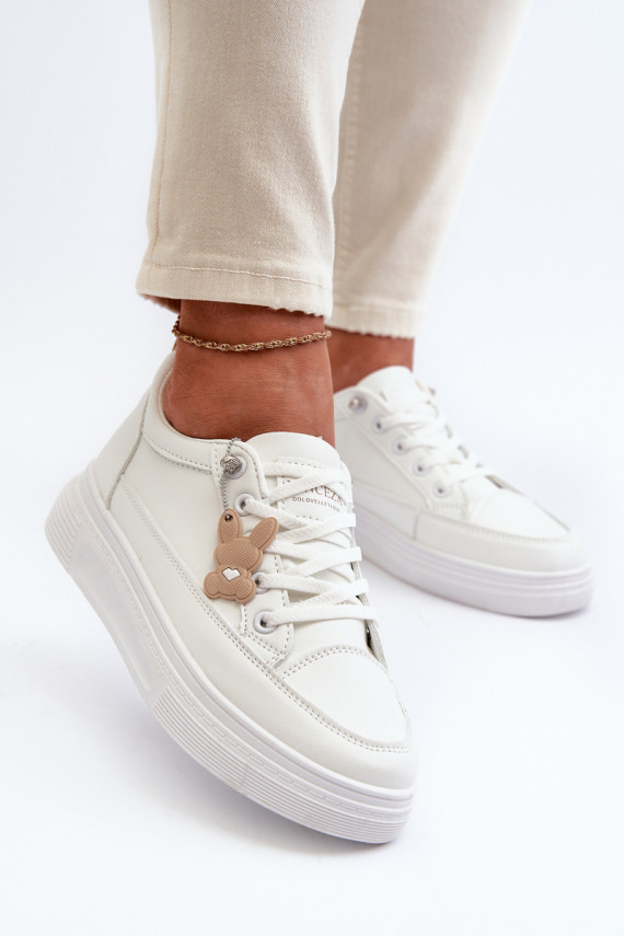 Sneakers Women's Sports Shoes On Platform With Decoration White VINCEZA 13613