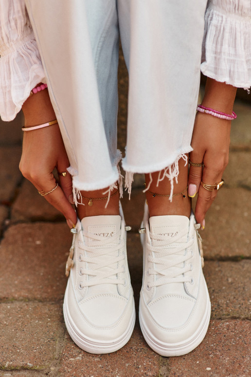 Sneakers Women's Sports Shoes On Platform With Decoration White VINCEZA 13613 Sneakers Women's Sports Shoes On Platform With Decoration White VINCEZA 13613