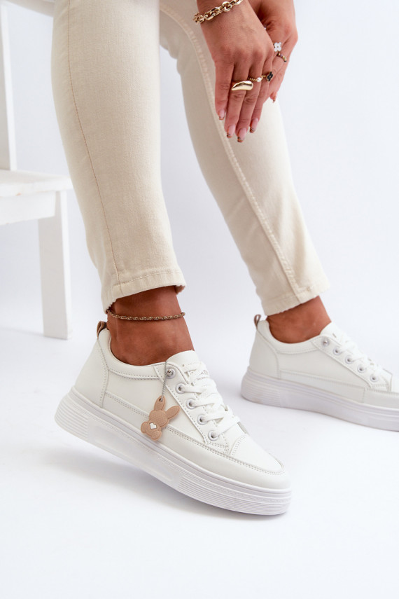 Sneakers Women's Sports Shoes On Platform With Decoration White VINCEZA 13613