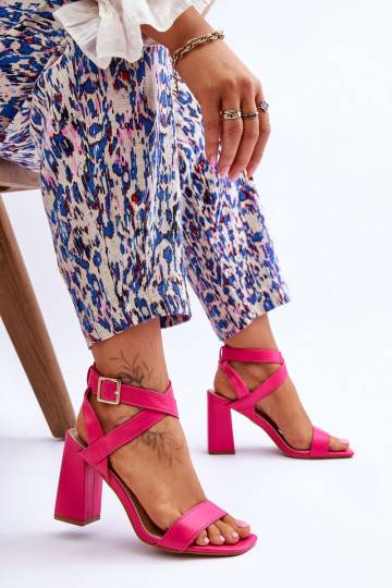 Elegant Sandals On A Block Heel Fuchsia Michele 2