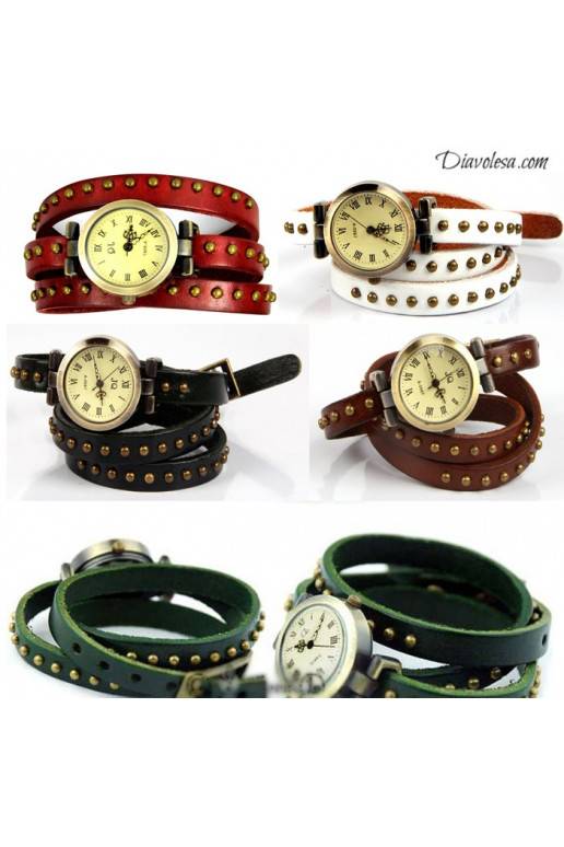 Laikrodis su odine rankena