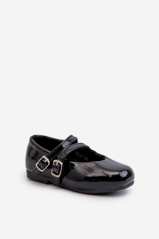 Black Patent Leather Children's Ballerina Flats with Straps Margenis Black Patent Leather Children's Ballerina Flats with Straps Margenis