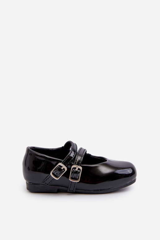 Black Patent Leather Children's Ballerina Flats with Straps Margenis Black Patent Leather Children's Ballerina Flats with Straps Margenis