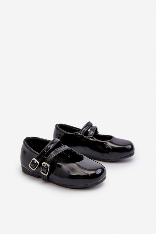 Black Patent Leather Children's Ballerina Flats with Straps Margenis Black Patent Leather Children's Ballerina Flats with Straps Margenis