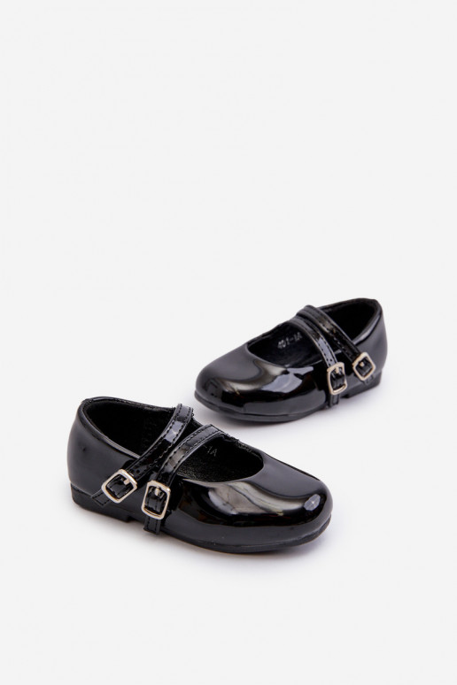 Black Patent Leather Children's Ballerina Flats with Straps Margenis Black Patent Leather Children's Ballerina Flats with Straps Margenis