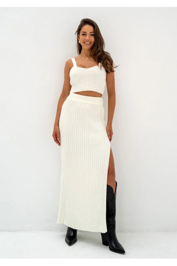 Celine - Ecru knitted maxi...