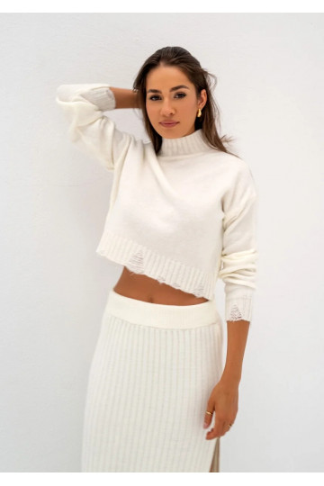 Nari - Ecru polo neck sweater 2
