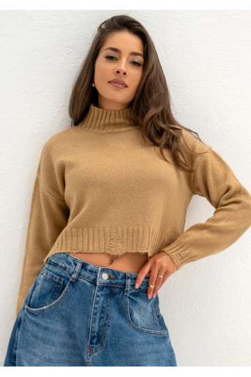 Nari - Camel polo neck sweater 2