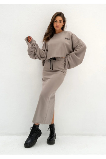 Shire - Taupe midi skirt