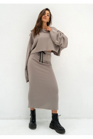 Shire - Taupe midi skirt 2