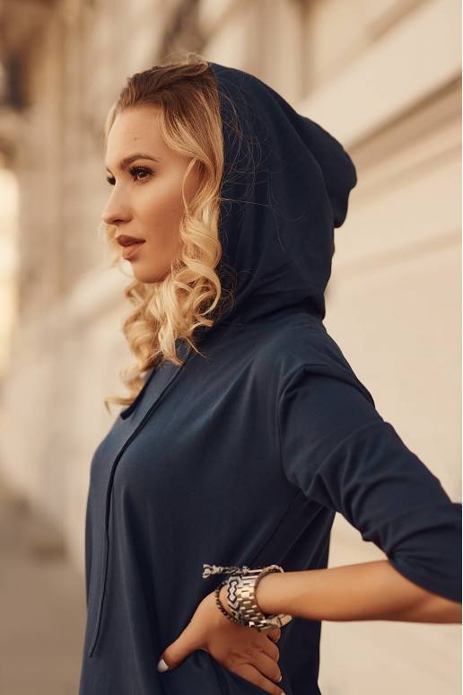 Blue dress  with a hood