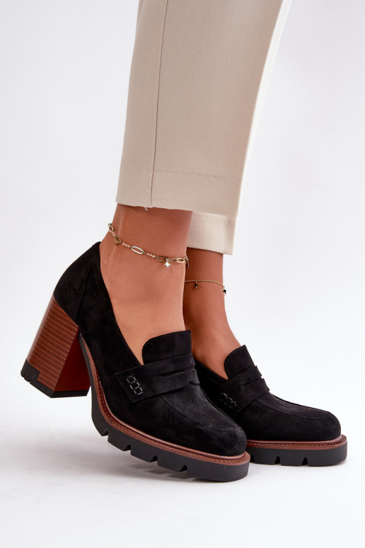 Women's high-heeled shoes made of Eco leather Suede Black Vinceza