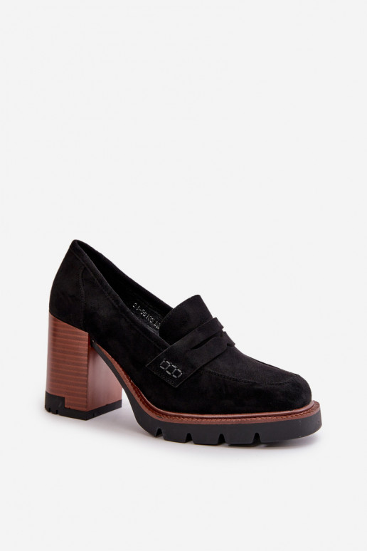 Women's Low Heel Shoes With Eco Suede Black Vinceza 58105 Women's Low Heel Shoes With Eco Suede Black Vinceza 58105