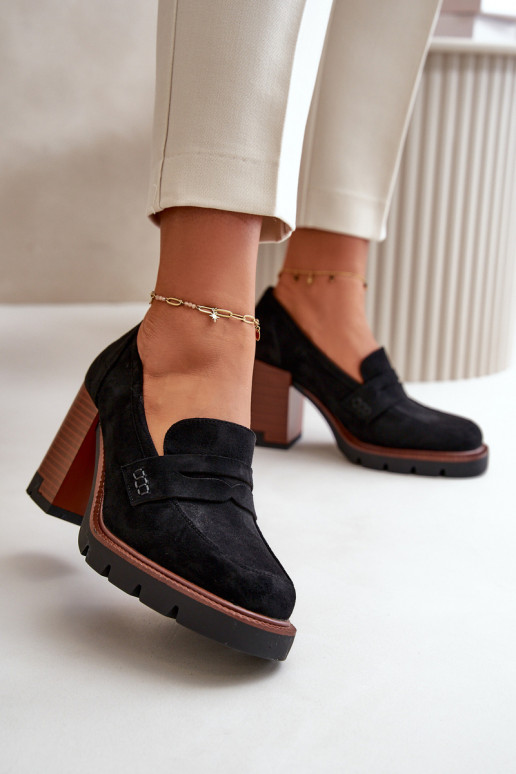 Women's Low Heel Shoes With Eco Suede Black Vinceza 58105 Women's Low Heel Shoes With Eco Suede Black Vinceza 58105