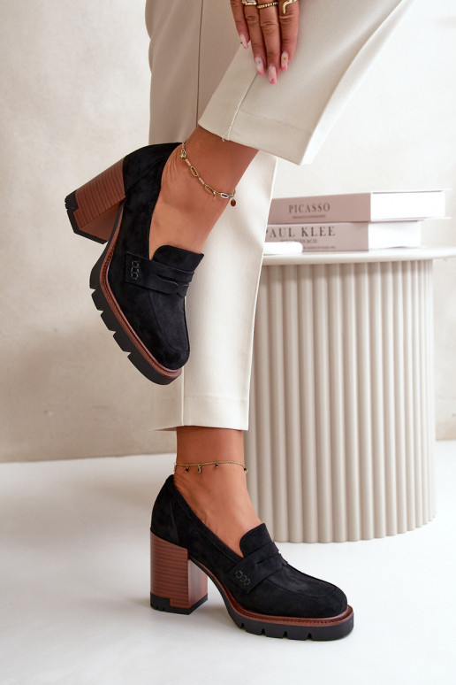 Women's Low Heel Shoes With Eco Suede Black Vinceza 58105 Women's Low Heel Shoes With Eco Suede Black Vinceza 58105