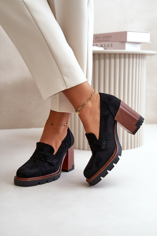 Women's high-heeled shoes made of Eco leather Suede Black Vinceza