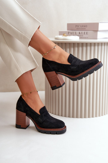 Women's high-heeled shoes made of Eco leather Suede Black Vinceza
