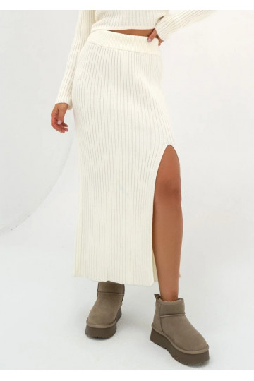 Kirry - Ecru knitted midi...